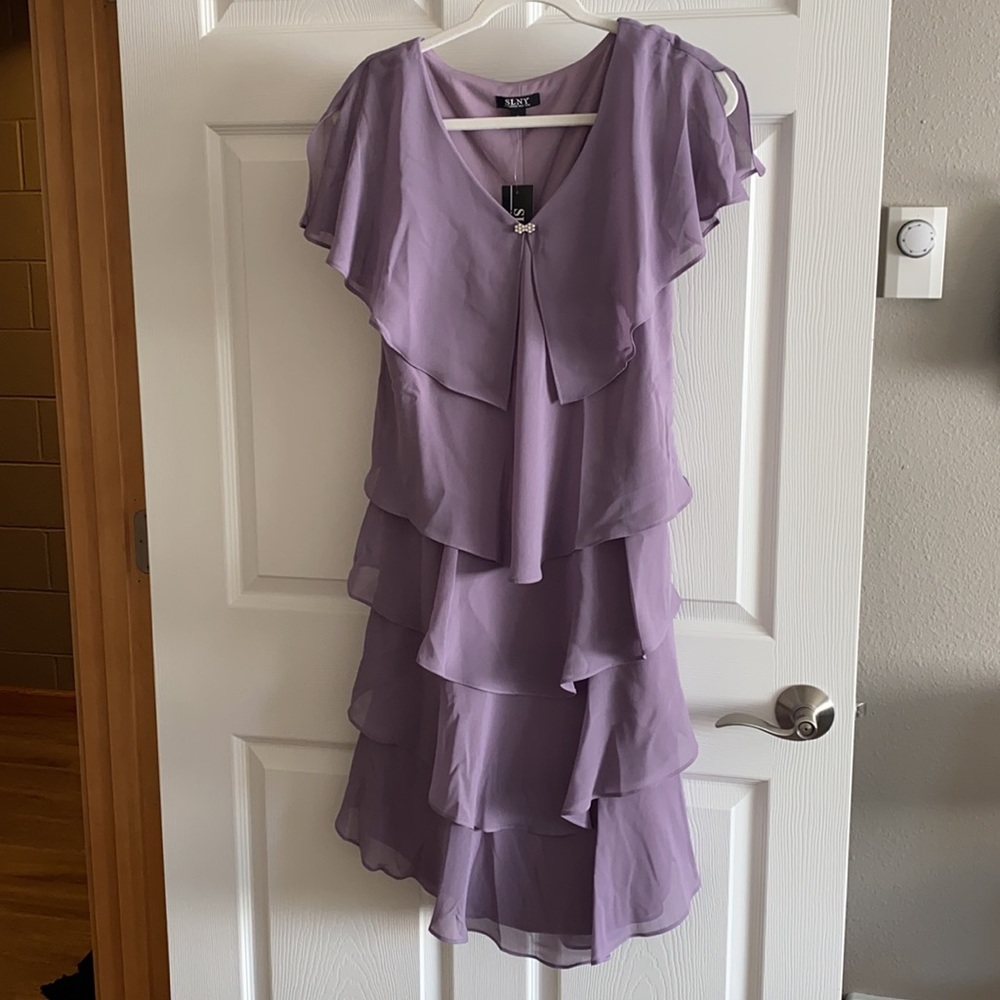 Dress SLNY purple faded rose tiered pebble